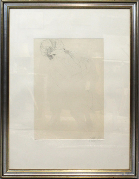 Emilio Greco - Nudo di donna, litografia, cm 79x59, entro cornice