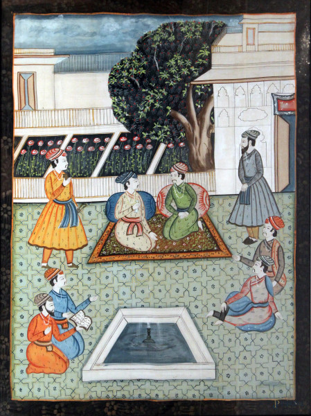 Panello in stoffa a soggetto di figure,  112x84 cm, arte orientale