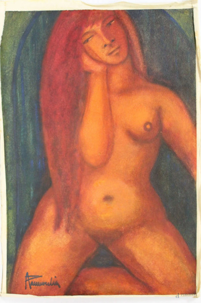 Amleto Pannocchia - Nudo, dipinto ad olio su cartone, firmato e datato sul retro, cm 70 x 50.
