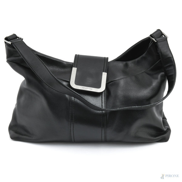 Borsa in pelle nera Sergio Rossi, cm 28x38x16, (segni di usura)
