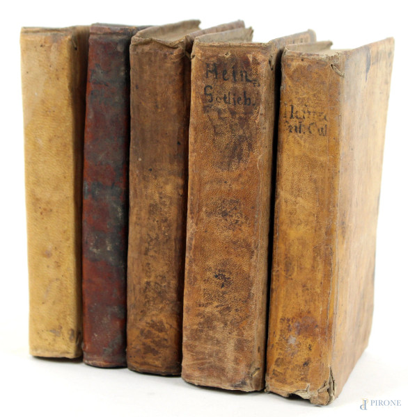 Lotto di cinque volumi del XVIII- XIX secolo di Jo. Gottl. Heinecci