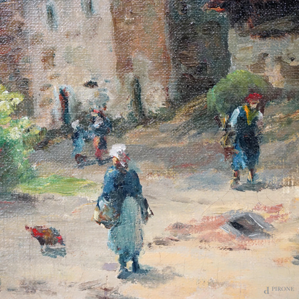 Aia lombarda, olio su tela, cm 35x50, firmato, entro cornice