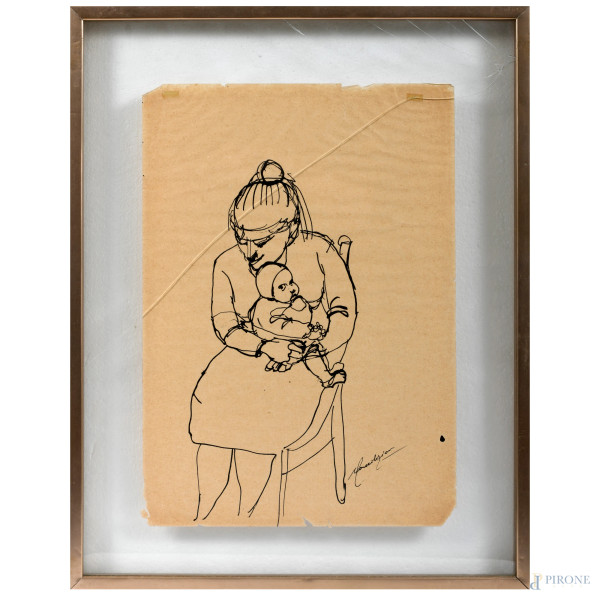 Lotto di quattro chine su carta di Giovanni Consolazione (1908-1964) recanti al retro dichiarazio...