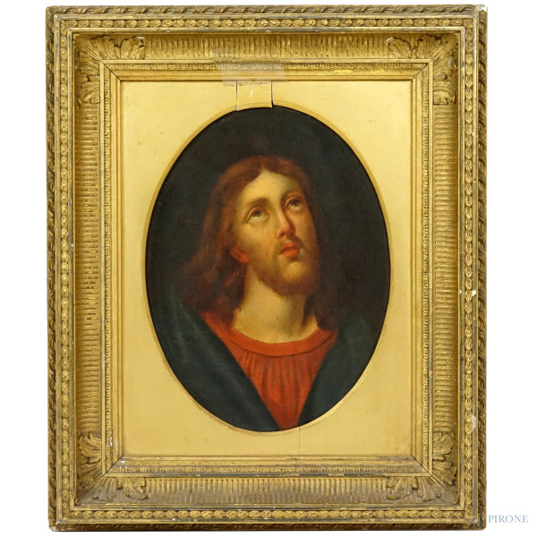 Da Carlo Dolci (Firenze, 1616 – 1686), Volto di Cristo, olio su tela, cm 28x22, entro cornice