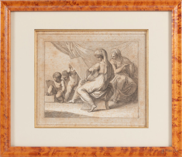 Lotto di due incisioni da G.B. Cipriani, XIX secolo, cm 32,5x39 compreso passepartout, entro corn...