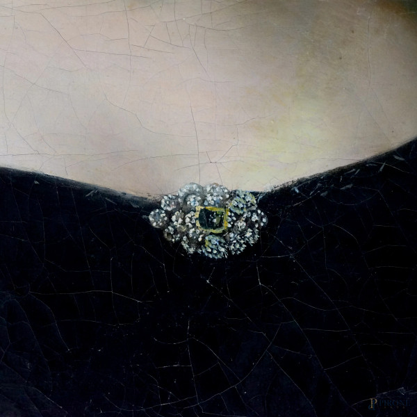 Joseph Jean Vaudechamp (1790-1864), Ritratto di gentildonna, olio su tela, cm 93x73,5, firmato e ...