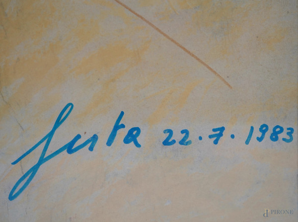 Tano Festa (Roma 1938 – 1988), Senza titolo, pastelli su carta, cm 45x76 (con autentica di Studio...