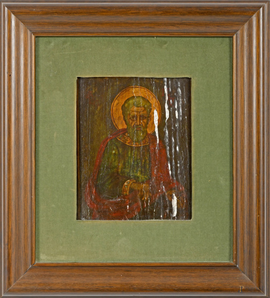 San Paolo, XX secolo, olio su tavola, cm 21x17,5, entro cornice, (difetti)