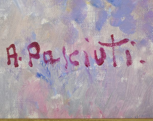 Antonio Pasciuti (1937-2021), Paesaggio primaverile, olio su tela, cm 60x70, firmato in basso a s...