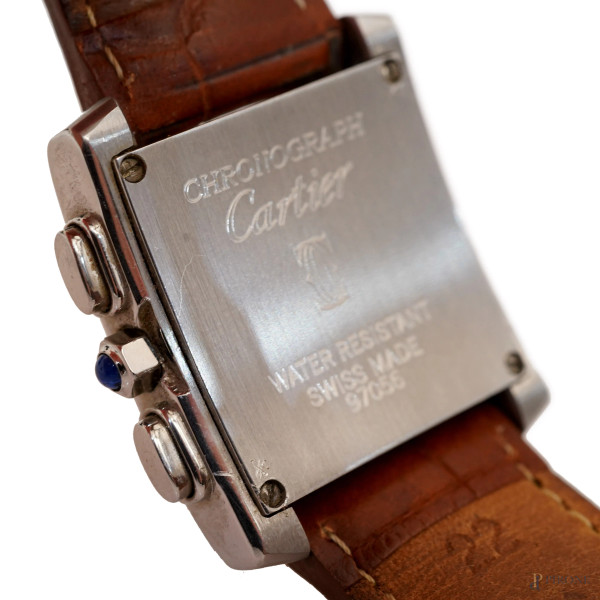 Orologio Cartier Chronograph 30,2 mm con cassa in acciaio e cinturino originale in pelle, (difett...