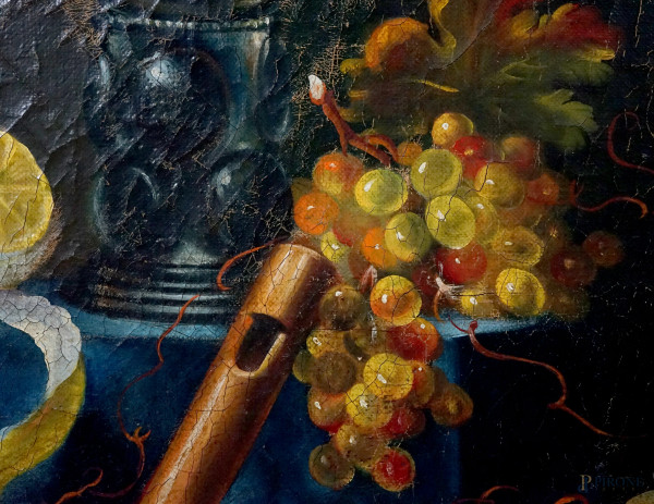 Natura morta, olio su tavola, XX secolo, cm 90.5x119, entro cornice