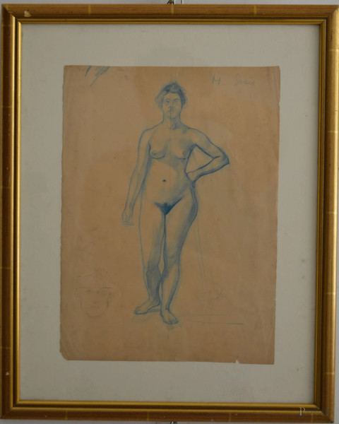 Nudo di donna, disegno su carta23x32 cm, entro cornice firmato.