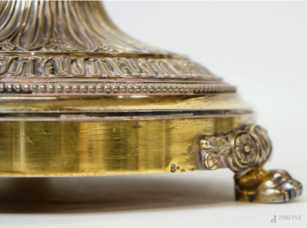 Coppia di candelabri in argento, Francia, Argentiere Paul Canaux, fine XIX-inizi XX secolo, cm h ...