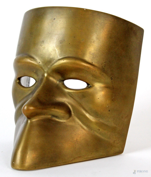 Maschera veneziana in bronzo, cm h 14,5x13,5x12, XX secolo