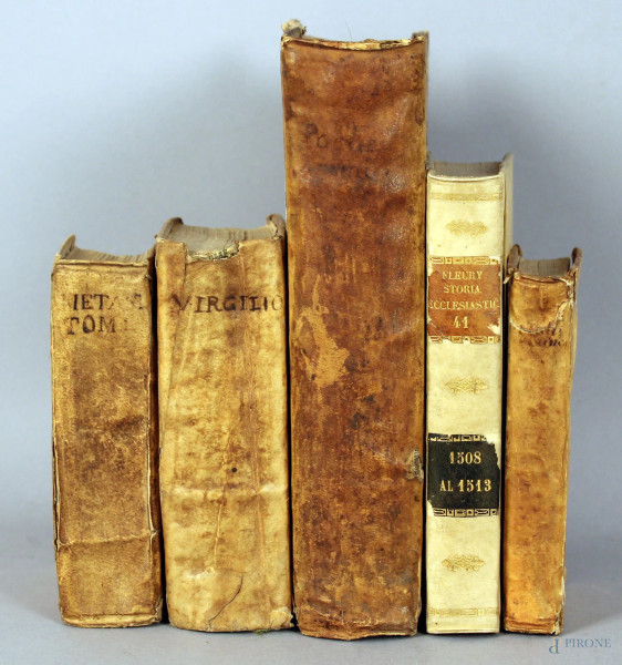 Lotto composto da cinque libri del XVII e XVIII secolo.