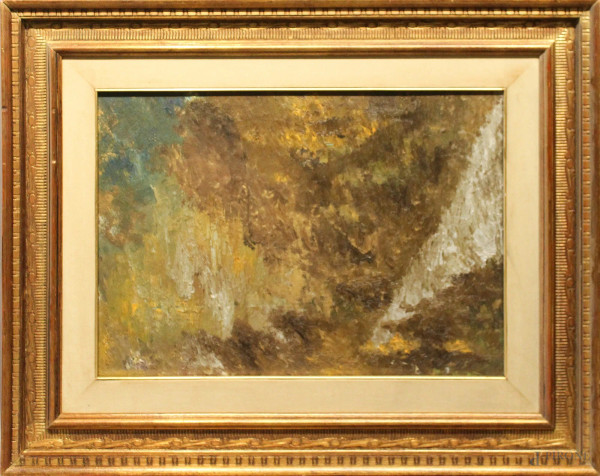 Paesaggio, dipinto ad olio su tela, cm 70 x 50, entro cornice.