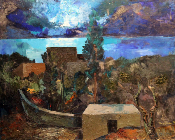 Paesaggio Calabrese, olio su tela 80x100 cm, firmato e datato