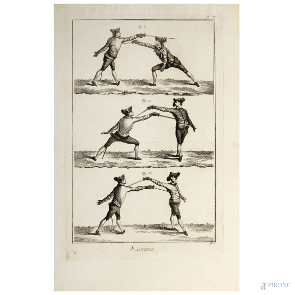 A J De Fehrt (1723 ca.-1774) e Benoit-Louis Prevost (c.1735-1804) Lotto di tre incisioni ad acquaforte e bulino tratte da "Recueil de Planches, sur les Sciences, les Arts Liberaux, et les Arts Mechaniques avec leur Explication", foglio cm 42 x 27, (segi d