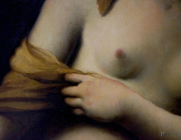 Susanna e i vecchioni, sec. XVIII, olio su tela, cm 114X150, entro cornice