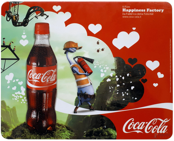 Coca Cola, rara locandina vintage in latta, cm 28x35