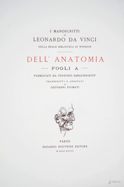 Leonardo Da Vinci, Dell'Anatomia, Art Market Edizioni d'Arte, 1985 (misura cm )