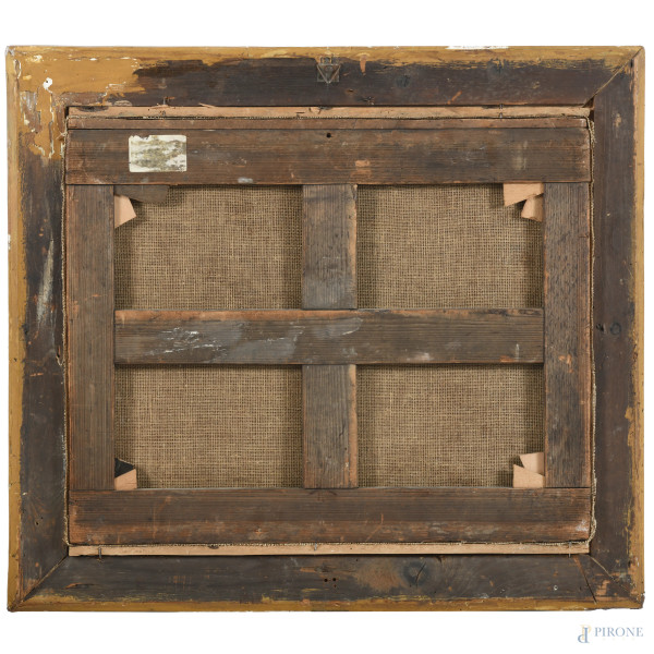 Paesaggio inglese, XX secolo, olio su tela, cm 41x51, firmato in basso, entro cornice, (craquelur...