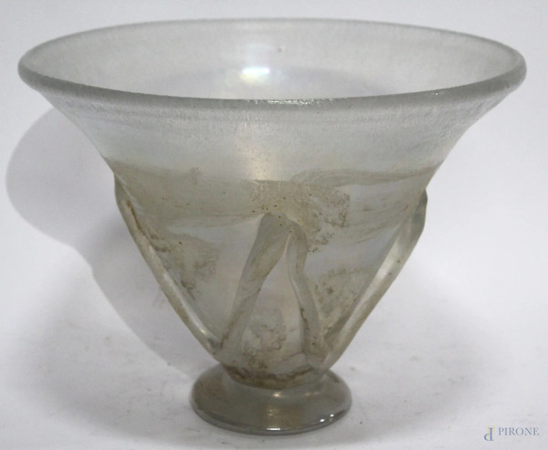 Vaso in vetro sabbiato, h.22 cm