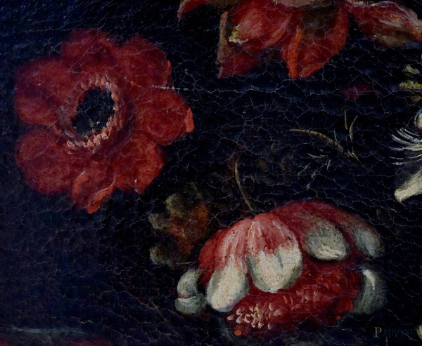 Ambito di Mario de' Fiori (Roma, 1603-1673), Natura morta con vaso di fiori, olio su tela, cm 66x...