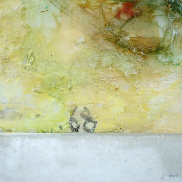 Senza titolo, tecnica mista su tavoletta, XX secolo, cm 12,5x16, entro cornice