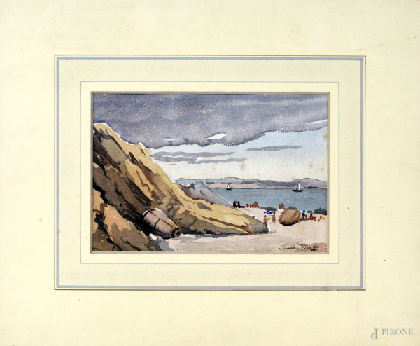 Scorcio dell'Isola d'Elba, acquarello su carta, cm 15,5x20,5