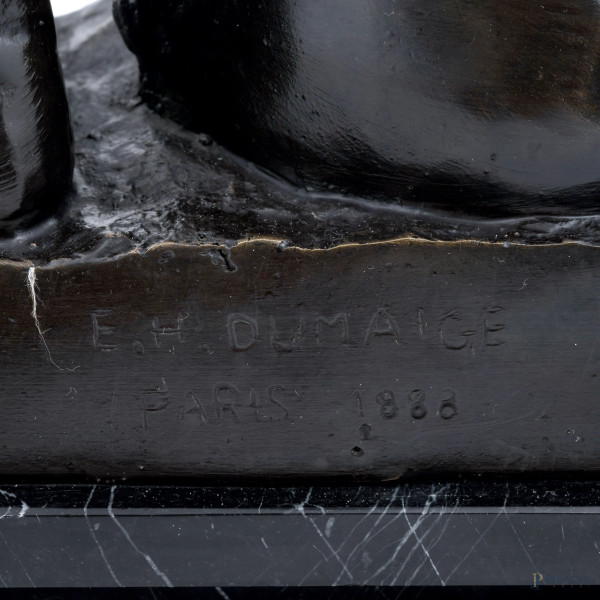 Henry Étienne Dumaige, Ufficiale, scultura in bronzo con base in marmo, firmato e datato "Paris 1...