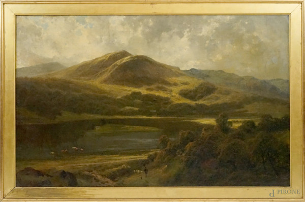 James Peel - Grasmere, olio su tela, cm 77,5x122, in cornice, (restauri)