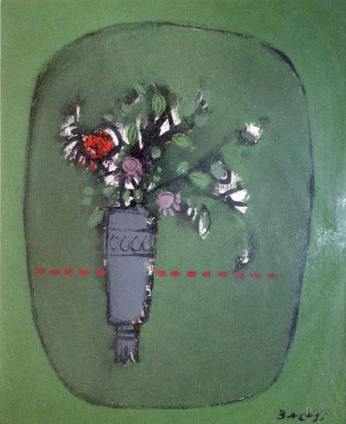 Bacosi, Fiori, olio su tela, 50x70 cm, entro cornice