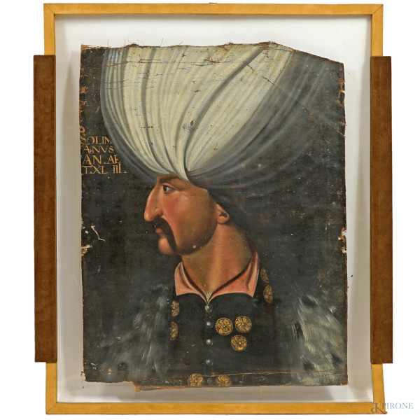 Scuola toscana del XVI-XVII secolo, Serie di otto ritratti di Uomini Illustri, olio su tela, cm 6...