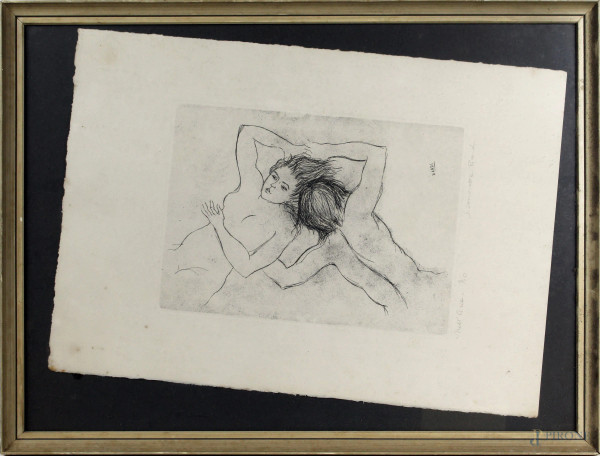 Simonetta Bardi - Nell'aria, multiplo su carta, cm 35x49,5, es.3/10, XX secolo, entro cornice