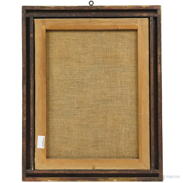 Scuola del XVIII secolo, Sacra Famiglia con il serpente, olio su tela, cm 70,5x52,5, entro cornic...