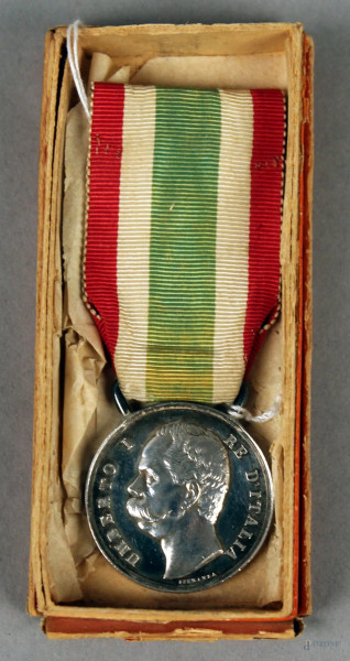 Medaglia commemorativa in argento dell&#39;Unit&#224; d&#39;Italia di Umberto I.