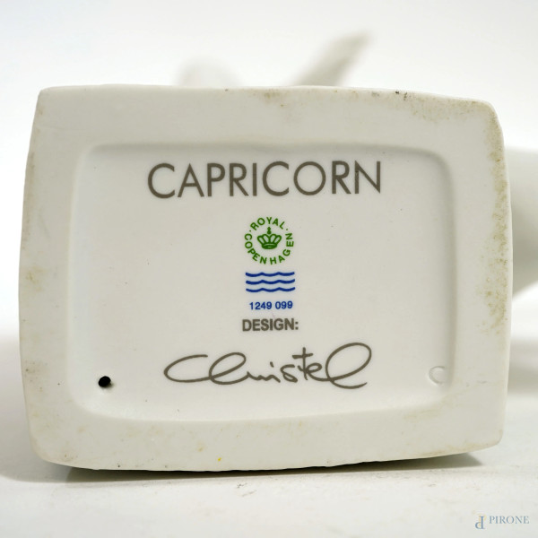 Capricorn, scultura in porcellana bisquit, XX secolo, Royal Copenagen, cm 23x16x7
