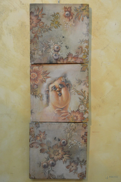 Elisabetta Olbert, lotto composto da tre dipinti olio su tela 36x36 cm.