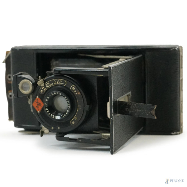 AGFA, macchina fotografica analogica a soffietto, cm 18x14x8,  (difetti).