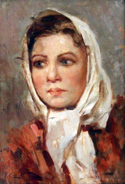 Ritratto di donna, olio su legno, 30x21 cm, entro cornice firmato