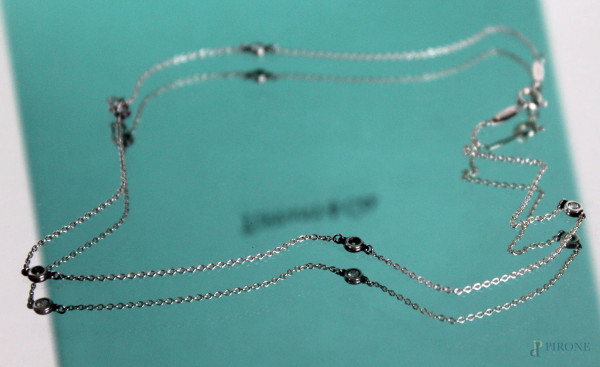 Tiffany, Collier Elsa Peretti in argento con cinque diamanti, entro custodia originale