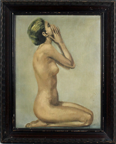 Nudo di donna, stampa oleografica, cm 43x33, XX secolo, entro cornice