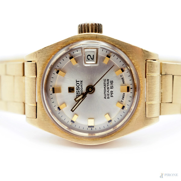 Orologio da polso Tissot in oro giallo 750, Automatic Seastar, PR 516, quadrante cm 2,4x3, peso t...