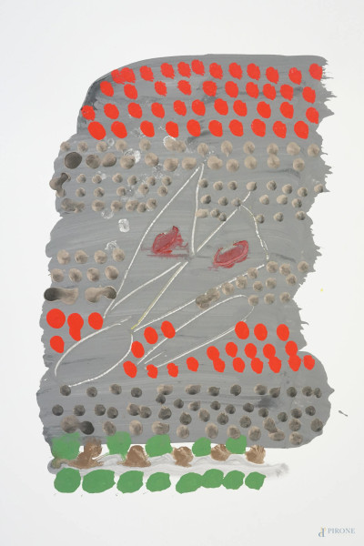 Gastone Biggi (Roma, 1925 – Langhirano, 2014), La tempesta in scatola, industrial paint su carta, cm 50x35, firmato e datato 2008. Opera archiviata presso l'Archivio Generale Gastone Biggi, Langhirano (PR) con numerazione 4935 come da certificato rilasciato in data 20 gennaio 2020