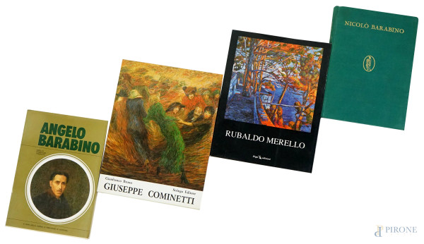 Lotto di quattro libri d'arte: "Nicolò Barbino", "Angelo Barabino", "Giuseppe Cominetti", "Rubaldo Merello"