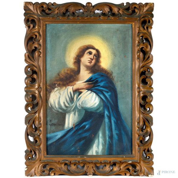 Madonna, olio su tela, XX secolo, cm 73x47,5
