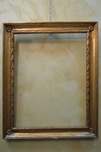 Cornice dell&#39;800 in legno dorato, Piemonte fine 700, 65x55 cm.