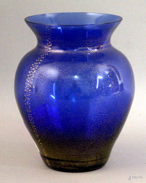Vaso in vetro di Murano, altezza 13,5 cm, firmato Nason e Moretti.