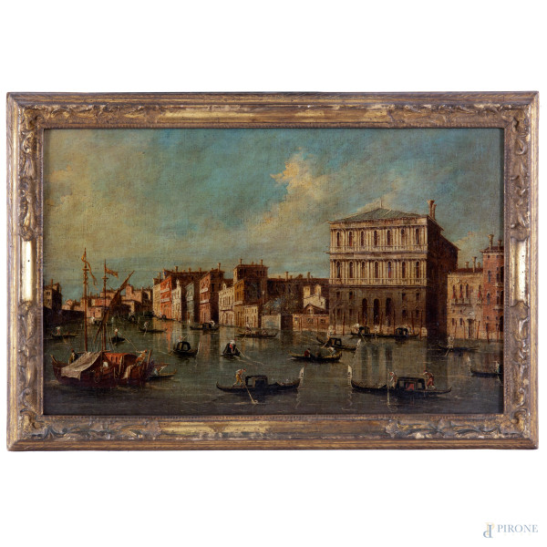 Venezia, XIX secolo, olio su tela, cm 37x60, entro cornice, (craquelure, piccole cadute di colore)